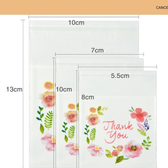 Source Unknown Other - 30 -Thank You- Floral Printed- Plastic Bags- Self Sealing- *Select Size*